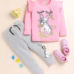 YK Girls Printed T-shirt with Trousers-42