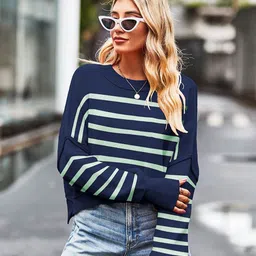 StyleCast Women Striped Full Sleeve Pullover-picture-3