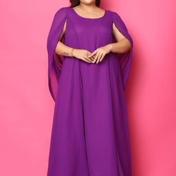 theRebelinme Slit Sleeve Georgette A-Line Maxi Dress-image-72
