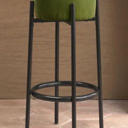 Doe Buck Contemporary Olive Green Velvet Bar Stool with Metal Frame-image-42