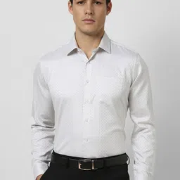 Van Heusen Men Slim Fit Spread Collar Textured Cotton Formal Shirt-picture-25