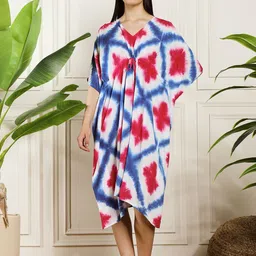 HANDICRAFT PALACE Women Tie and Dye V Neck Kaftan Nightdress-image-77