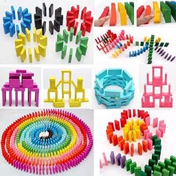 Toy Imagine TM 600 Pcs Wooden Domino Blocks Set, Domino Racing Board Game, Colorful Dominos Tiles Domino Blocks Bulk, (12 Colors) image 5
