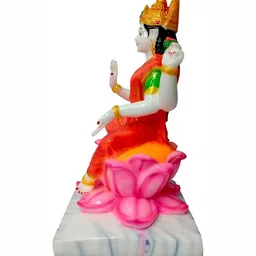 krishnagallery1 White & Red Small Marble Lakshmi Showpiece image 5