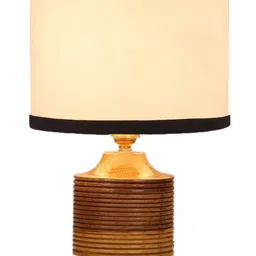 Devansh White & Brown Textured Table Lamps With Shade image 2