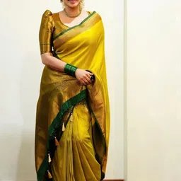 SHOP DROP Woven Design Zari Pure Silk Banarasi Saree-picture-14