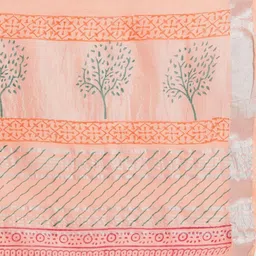 KALINI Ajrak Block Pure Linen Fusion Block Print Saree image 3