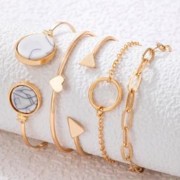Shining Diva Fashion Set Of 5 Gold-Plated Cuff Bracelet-40