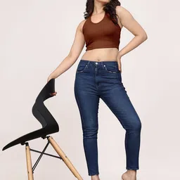 Moda Rapido Solid Round Neck Sleeveless Crop Top-image-68