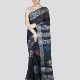 PinkLoom Batik Zari Linen Blend Saree-image-14