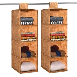 Kuber Industries Brown 2 Pieces Foldable Multi-Utility Organisers-22