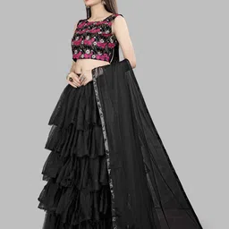 DIVASTRI Printed Semi-Stitched Lehenga & Unstitched Blouse With Dupatta image 4
