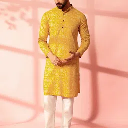 Anouk Men Floral Printed Regular Kurta with Pyjamas-picture-9