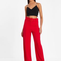 QUIZ Women Smart Flared High-Rise Trousers-image-17