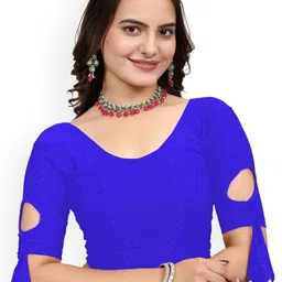 SS Sanket Synthetics Self Design Stretchable Saree Blouse-picture-24