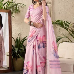 Saree mall Floral Poly Georgette Block Print Sarees-image-65