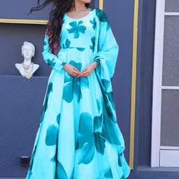 Jash Creation Floral Print Crepe Fit & Flare Maxi Dress-image-19