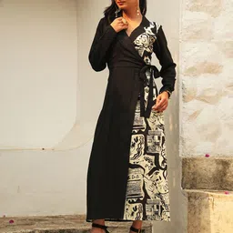 Golden Mirror Women Floral Print Fit & Flare Maxi Dress-picture-25