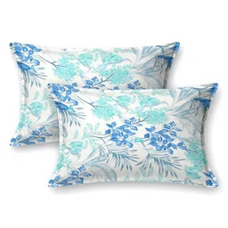 Gulaab Jaipur White & Blue Floral 400 TC King Bedsheet with 2 Pillow Covers image 4