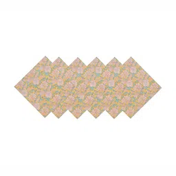 HANDICRAFT PALACE 6Pcs Yellow & Green Floral Block Printed Cotton Dinner Table Napkins image 5