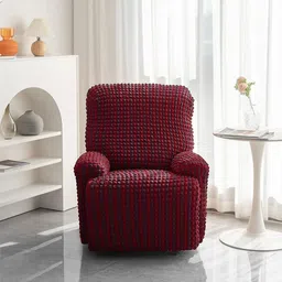 Cortina Maroon & Purple Polyester 4 Piece Sofa Cover With Arms-4