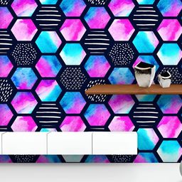 ArtzFolio Printed UV-Resistant Anti-Bacterial Hexagonal Doodle Peel & Stick Wallpaper-image-53