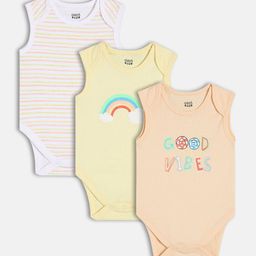 MINI KLUB Infants Boys Pack Of 3 Printed Pure Cotton Bodysuit-picture-11