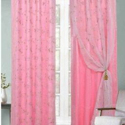 Aura Pink 2 Piece Embroidered Long Door Curtain-picture-1