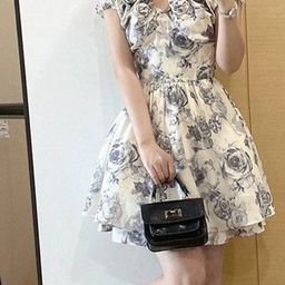 Outzidr Women Floral Print V- Neck Fit & Flare Dress-image-67