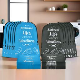 Aura Blue & Black 24 Pieces Printed Foldable Laundry Bags-12