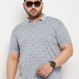 NYKER Men Plus Size Floral Printed Polo Collar Cotton T-shirt-picture-17