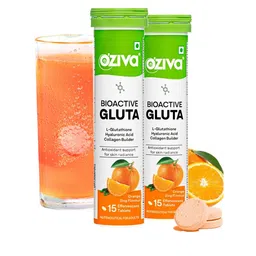 OZiva Set Of 2 Bioactive Gluta Effervescent Tablets Orange Zing-15 Tablet Each-10