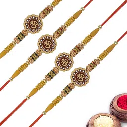 MEIRA JEWELLERY 6-Pcs Rakhi With Roli Chawal & Greeting Card-12