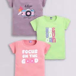 Here&Now x Game Begins Girls Set of 3 Pure Cotton Printed T-shirts-image-86