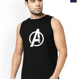 Organic Chics Pack Of 2 Printed Cotton Tank VestsBlack Avenger-NavyPanther _S-picture-43