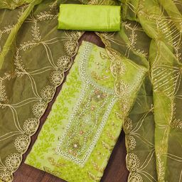 SAINOOR Embroidered Organza Semi-Stitched Dress Material-image-72
