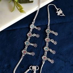VOJ Silver-Plated Artificial Beads Anklet-2