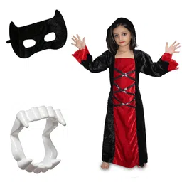 Kaku Fancy dresses Girls Halloween Cosplay Witch Costume Gown With Teeth & Mask-image-44