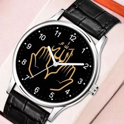 Gopal Shopcart Unisex Textured Leather Straps Analogue Watch 1018SLV Islamic NUM03 BLK L-picture-45