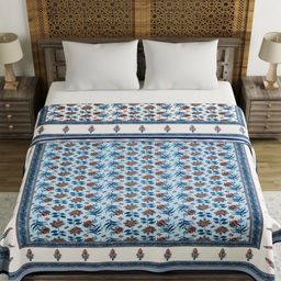 Myntra Elegant Homes Blue & White Ethnic Motifs AC Room 150 GSM Double Bed Dohar-picture-15