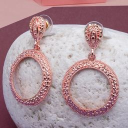 StyleCast Rose Gold-Plated Circular Drop Earrings-image-48