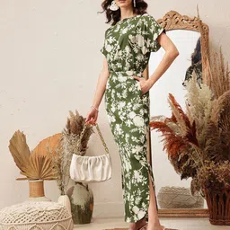 QUIERO Floral Print A-Line Maxi Dress-image-29