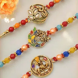 MEIRA JEWELLERY 5-Pcs Rakhi With Roli Chawal & Greeting Card-image-95