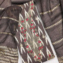 Rangtulika Ethnics Floral Embroidered Thread Work Cotton Unstitched Dress Material-picture-9