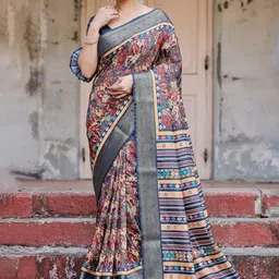 ALMAARI FASHION Ethnic Motifs Printed Pure Silk Jamdani Saree-picture-13
