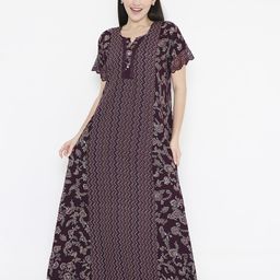 NIGHTSPREE Ethnic Motifs Printed Maxi Nightdress-image-40