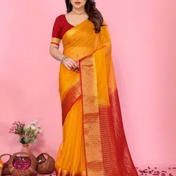 HERE&NOW Woven Design Zari Organza Saree-picture-56