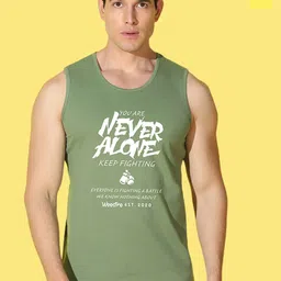 WOOSTRO Pack Of 2 Printed Combed Cotton Gym Vests VWS26(RUN YELLOW)(ALONE LGTGREEN)-picture-41