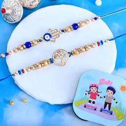 CraftVatika Set Of 2 Brother Bhai Bhaiya Evil Eye Rakhi Gift Set with Fridge Magnet-30