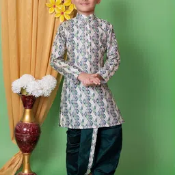 TAKE STYLE Boys Multi Dupion Silk Embroidered Kurta Sets-picture-34